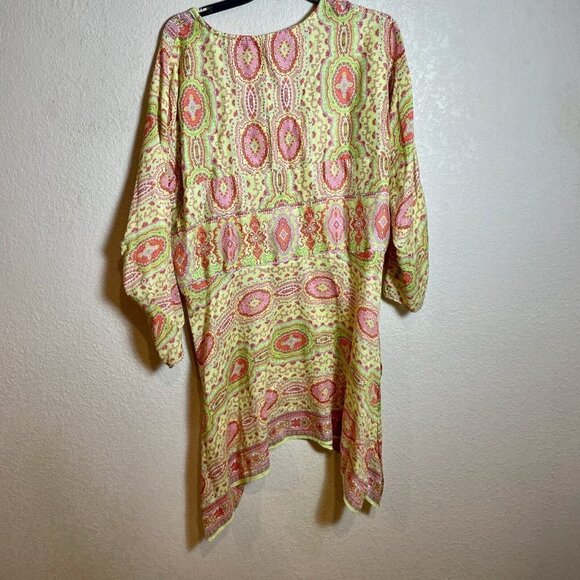 Robert Graham Tunic Blouse Top Womens L Multicolor Long Sleeve Tasseled Prints - Picture 6 of 10